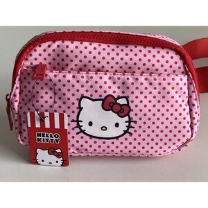 Hello Kitty Fanny Pack Waist Belt Crossbody Bag Pink Red Polka Dots Bioworld NEW